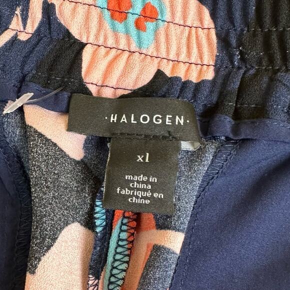 Halogen Wembly Floral Pull On Pant Navy Orange Pink Size XL - Picture 4 of 7